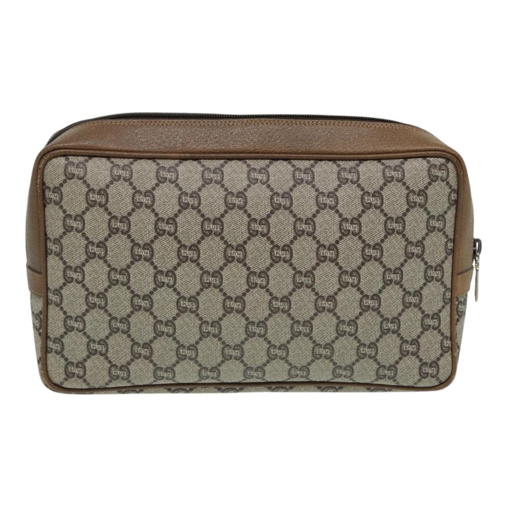 GUCCI GG Plus Supreme Clutch Bag PVC Beige Auth mr376 - Picture 2 of 16